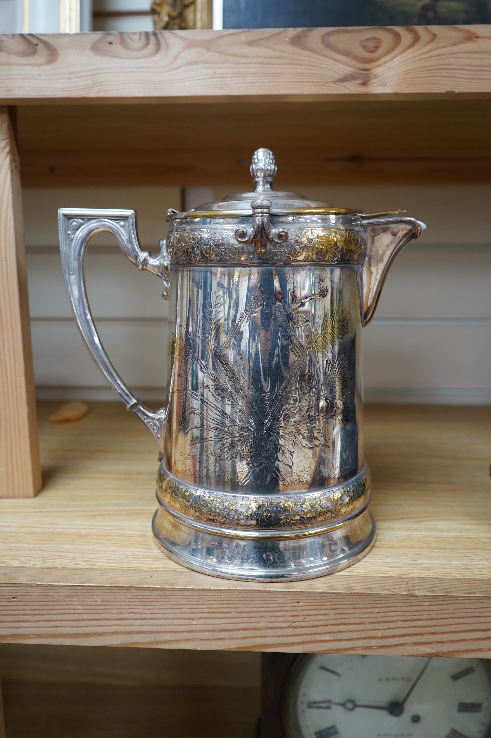 A WMF silver plated hot water jug, 28cm. Condition - fair